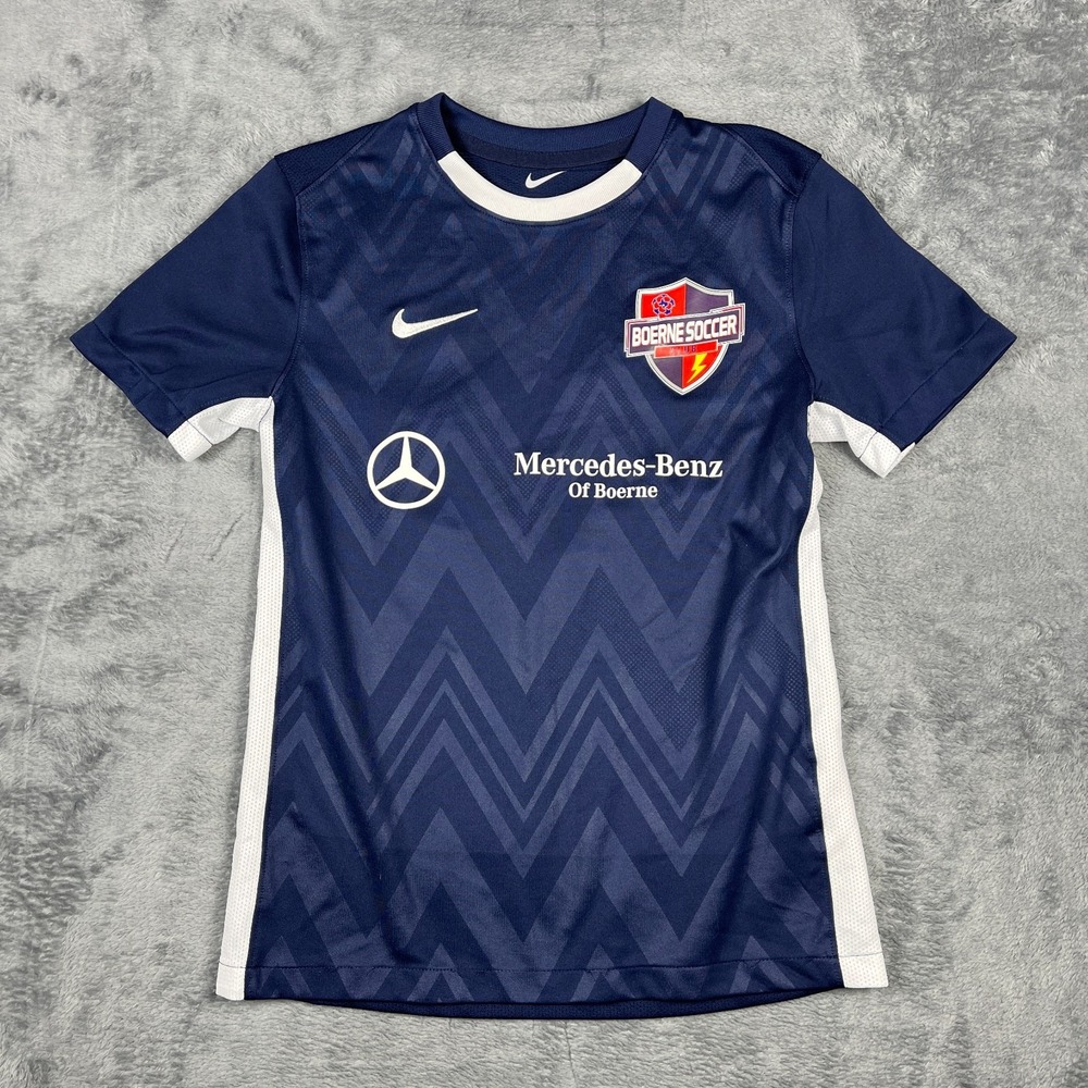 Nike Dri Fit Jersey Boys Medium Blue Mercedes Benz Of Boerne Soccer Club #61